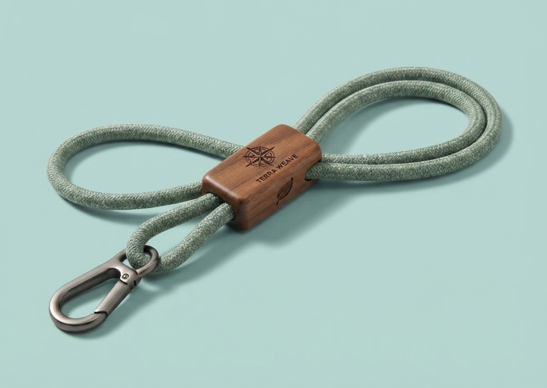 RPET Lanyard with Bamboo Slider